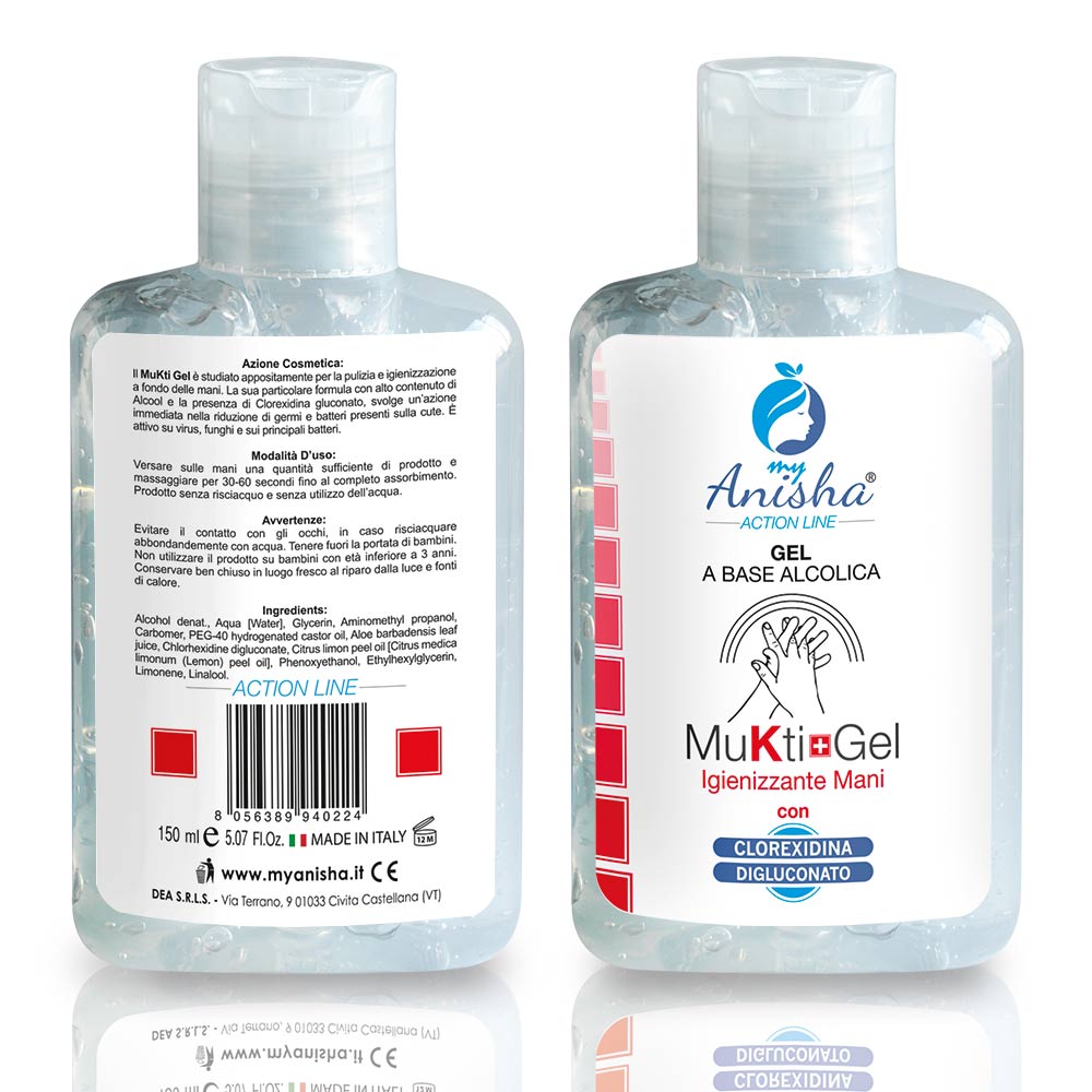 Igienizzante a base Alcolica Mani MuKti Gel 150ml – MyAnisha™ Cosmetics